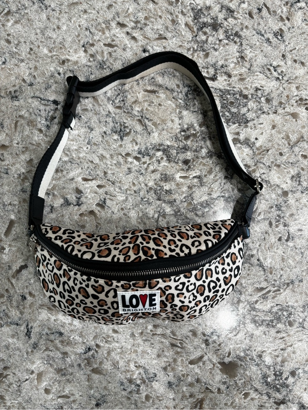 Brighton LOVE Leopard Print Belt Bag Crossbody Sling EUC